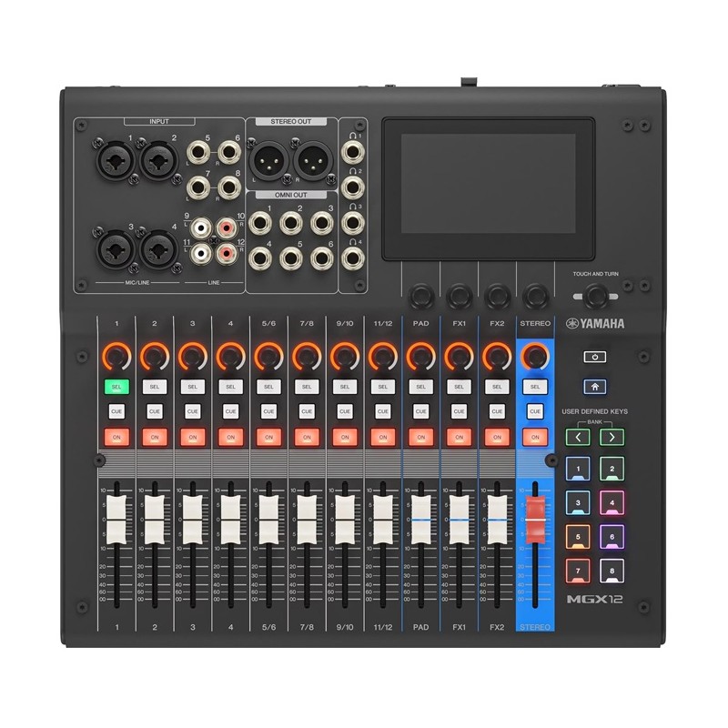 Yamaha MGX12, black Mikser cyfrowy - 1 - Miksery cyfrowe - Yamaha MGX12 Black to nowoczesny mikser cyfrowy z 12 kanałami, wysoką