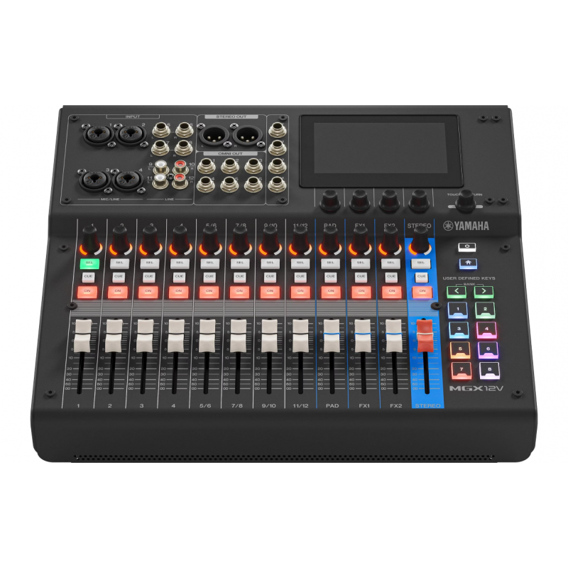 Yamaha MGX12V, black Mikser cyfrowy - 3 - Miksery cyfrowe - Yamaha MGX12V Black to 12-kanałowy mikser cyfrowy z fizycznymi suwak