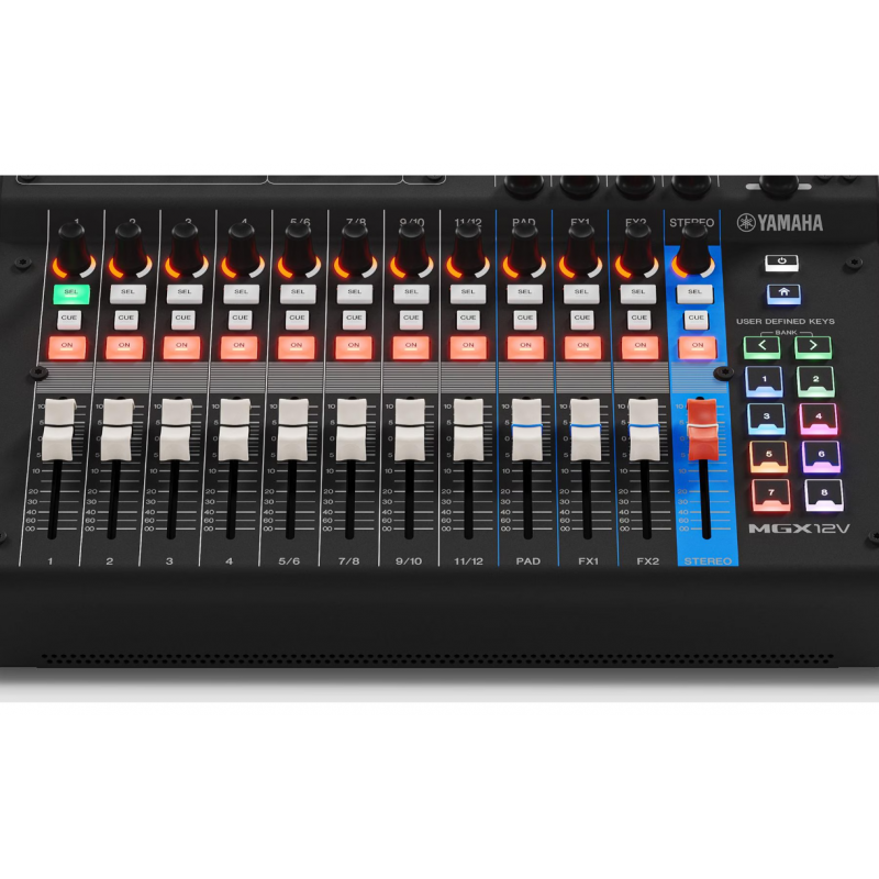 Yamaha MGX12V, black Mikser cyfrowy - 7 - Miksery cyfrowe - Yamaha MGX12V Black to 12-kanałowy mikser cyfrowy z fizycznymi suwak