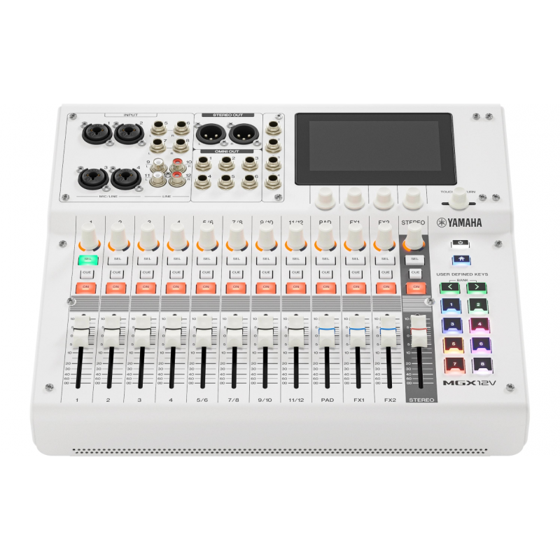 Yamaha MGX12V, white Mikser cyfrowy - 2 - Miksery cyfrowe - Yamaha MGX12V White to 12-kanałowy mikser cyfrowy z fizycznymi suwak