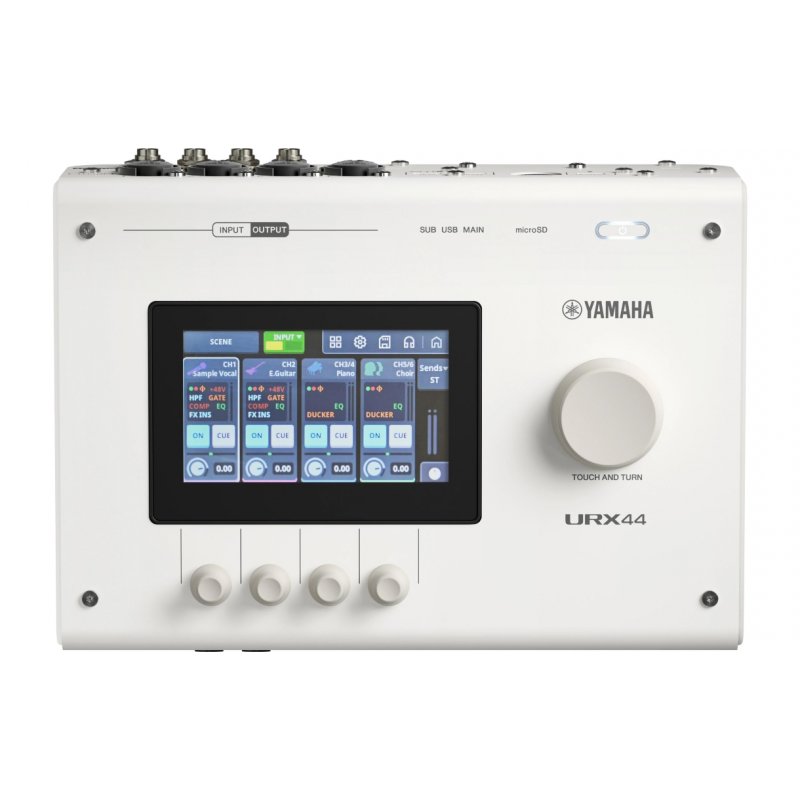 Yamaha URX44 BK Interfejs audio - 2 - Interfejsy audio - Yamaha URX44 WH to zaawansowany interfejs audio USB 4×4 w eleganckim bi