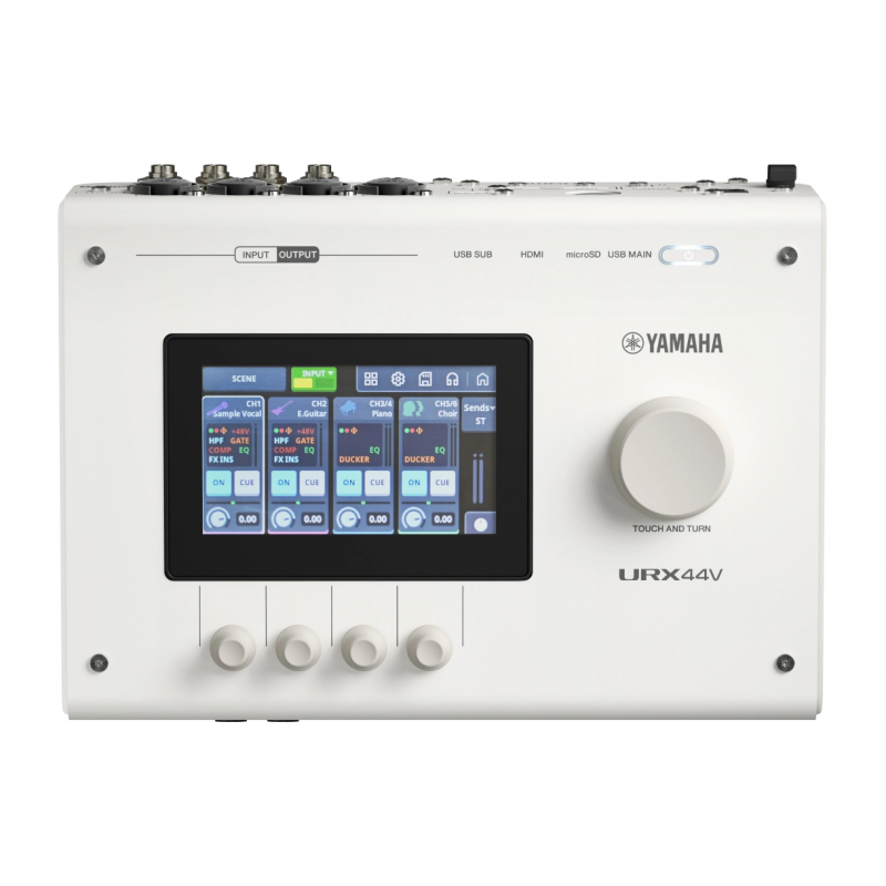 Yamaha URX44V WH Interfejs audio - 2 - Interfejsy audio - Yamaha URX44V WH to profesjonalny interfejs audio USB 4×4 w eleganckim