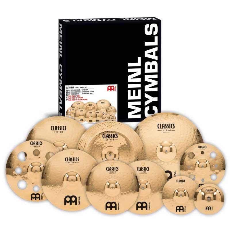 Meinl Cymbals CC4680-TRB Classics Custom Brilliant Triple Bonus - Zestaw talerzy perkusyjnych