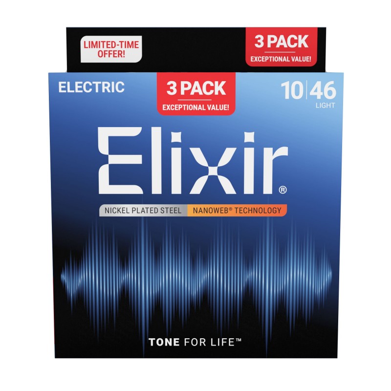 Elixir 16567 Nickel Plated Steel – struny do gitary elektrycznej 3-Pack - 1 - Struny gitarowe - 