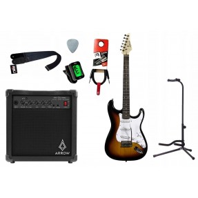 Gitara elektryczna Arrow ST 111 Amburst RW + wzmacniacz 15W + kabel w zestawie
