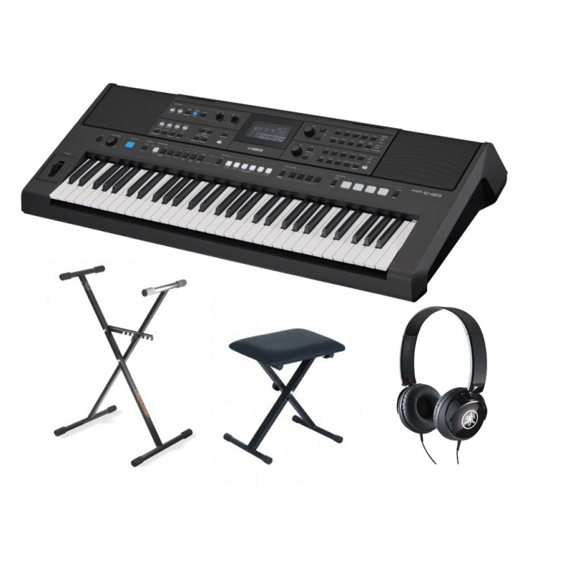 Keyboard Yamaha PSR-E483 + statyw + ława + słuchawki w zestawie