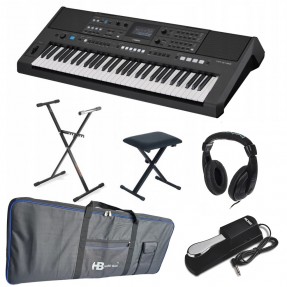 Keyboard Yamaha PSR-E483 + ława + słuchawki + statyw + pokrowiec + pedał w zestawie