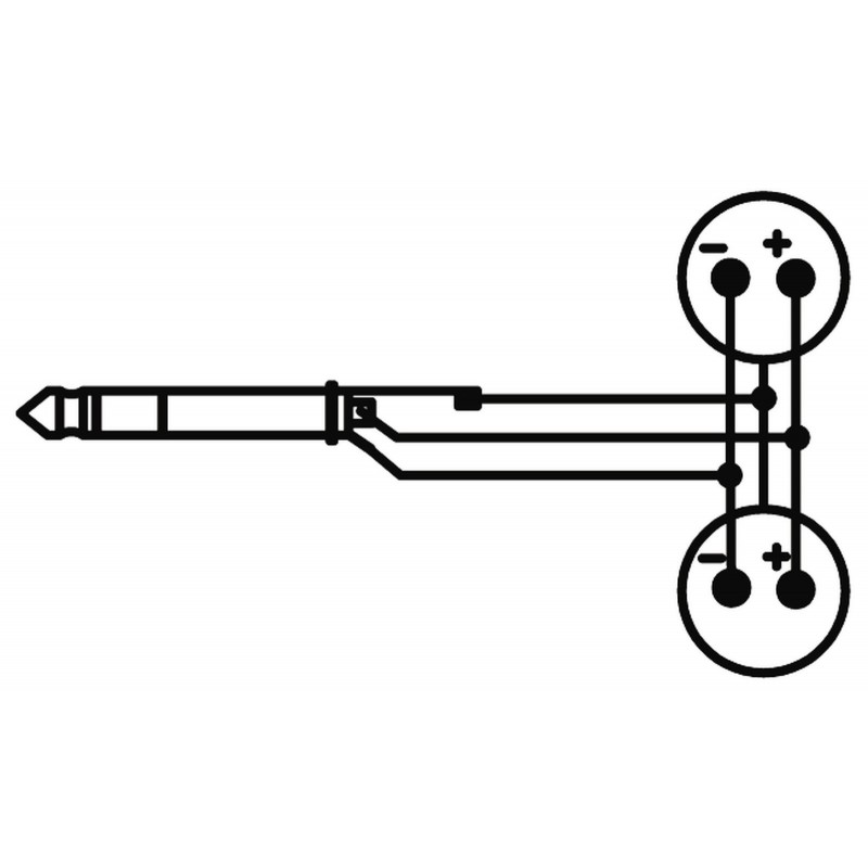 OMNITRONIC Jack plug stereo/2 jack soc.stere /10 przejściówka - 2 - Złącza, wtyki, przejściówki - Alternatywa dla kabli Y/kabli 