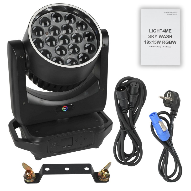 Light4Me Sky Wash 19x15W RGBW - Głowa ruchoma Wash z efektem ring