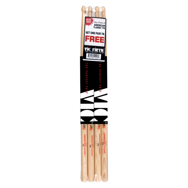 VIC FIRTH Value Pack VFP7A3-7A Pałki perkusyjne 7A 4 pary 4-Pack - 1 - Pałki perkusyjne - VIC FIRTH Value Pack VFP7A3-7A Pałki p