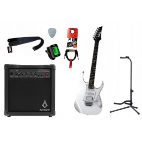 Gitara elektryczna Ibanez GRG140-WH + wzmacniacz 15W + kabel  w zestawie
