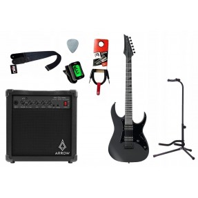 Gitara elektryczna Ibanez GRGR131EX-BKF + wzmacniacz 15W + kabel  w zestawie