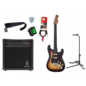 Gitara elektryczna Mooer MSC10 Pro Sunburst + wzmacniacz 15W + kabel  w zestawie