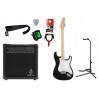 Gitara elektryczna Corona CLASSIC ST M-BLK + wzmacniacz 15W + kabel  w zestawie