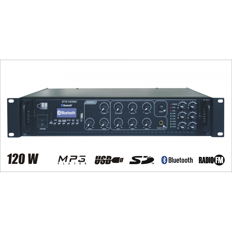 RH SOUND ST-2120BC/MP3+FM+BT - Wzmacniacz Zintegrowany 100V - 1 - Wzmacniacze instalacyjne - ST 2120BC wysokiej jakości uniwersa