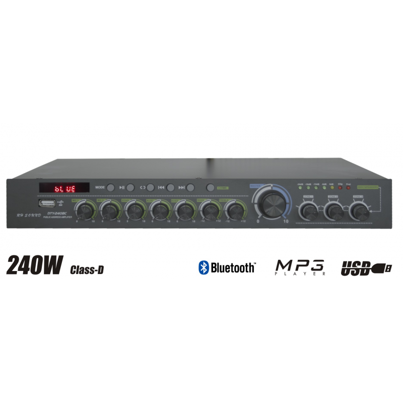 RH SOUND DTY-240BC Wzmacniacz mocy 100V - 1 - Wzmacniacze instalacyjne - Nowoczesny cyfrowy wzmacniacz radiowęzłowy z wbudowanym