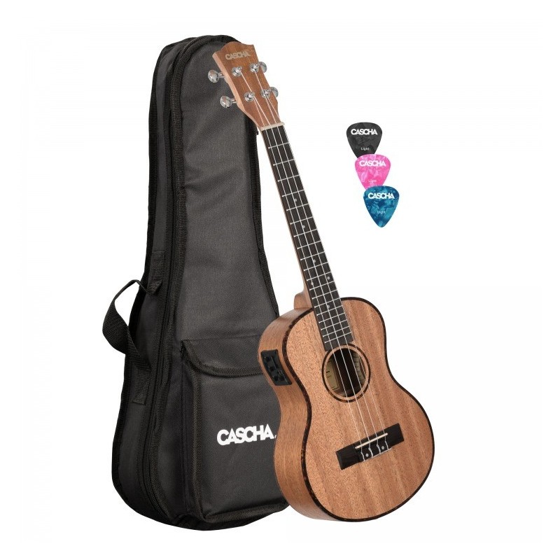 Cascha Premium Mahogany Soprano - Ukulele z elektroniką