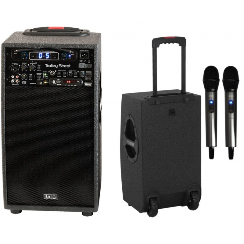 LDM Trolley Street 2xH16 - zestaw nagłośnieniowy, 2 mikrofony bezprzewodowe - 1 - Kolumny z własnym zasilaniem - Zestaw Portable