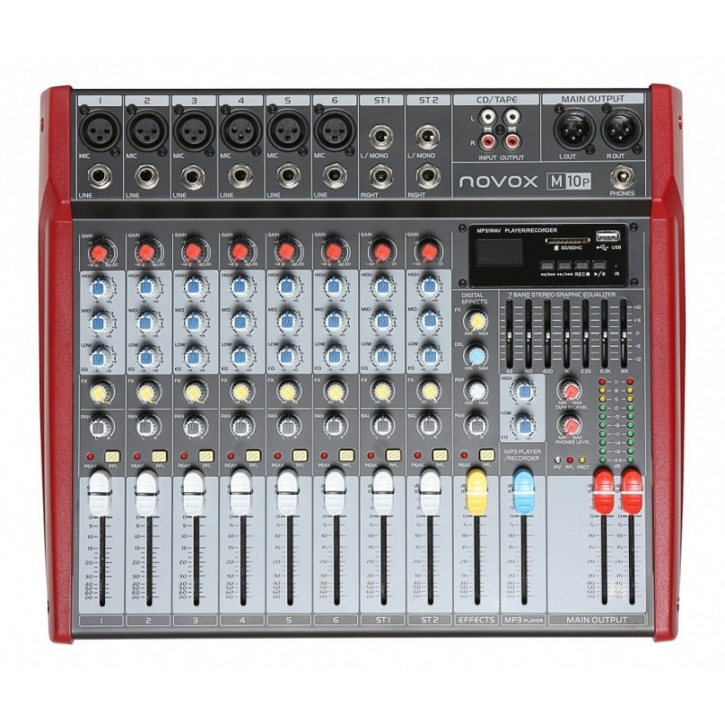 NOVOX M10P - powermikser 2 x 250W odtwarzacz MP3slsUSB