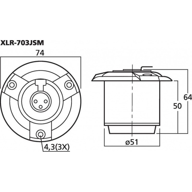 MONACOR XLR-703JSM - Gniazdo ambonowe XLR