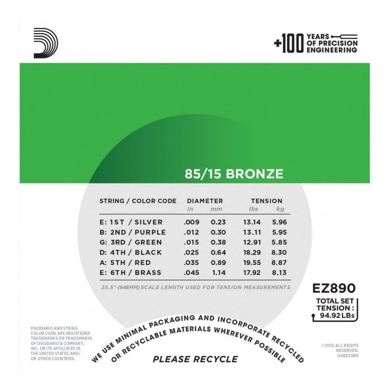 D`ADDARIO EZ890 - struny do git. akustycznej