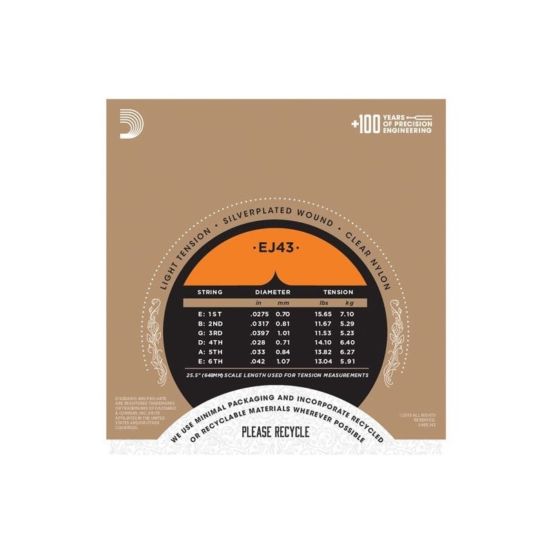 D`ADDARIO EJ43 - struny do git. klasycznej