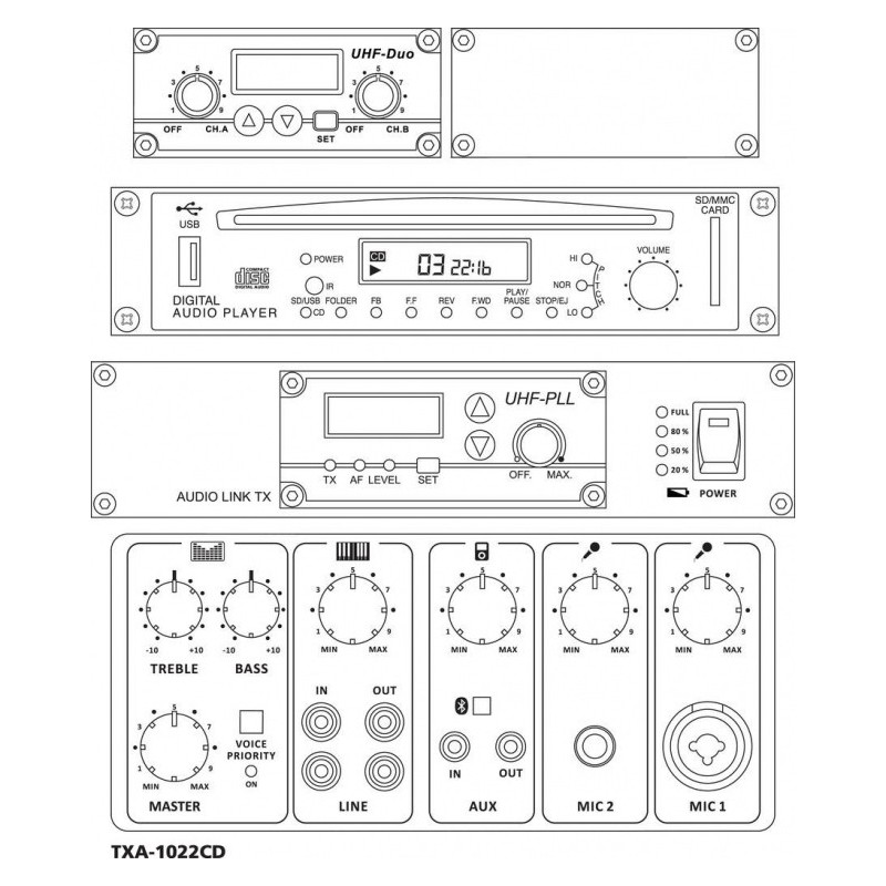 MONACOR TXA-1022CD - przenośna kolumna