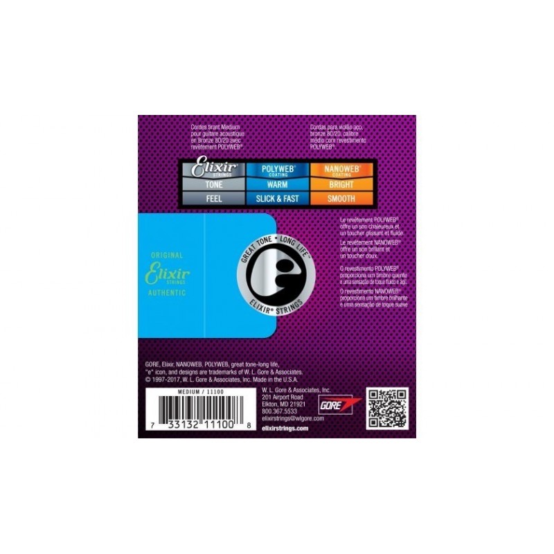 Elixir 11100 PolyWeb Bronze Medium - struny akustyczne 13-56
