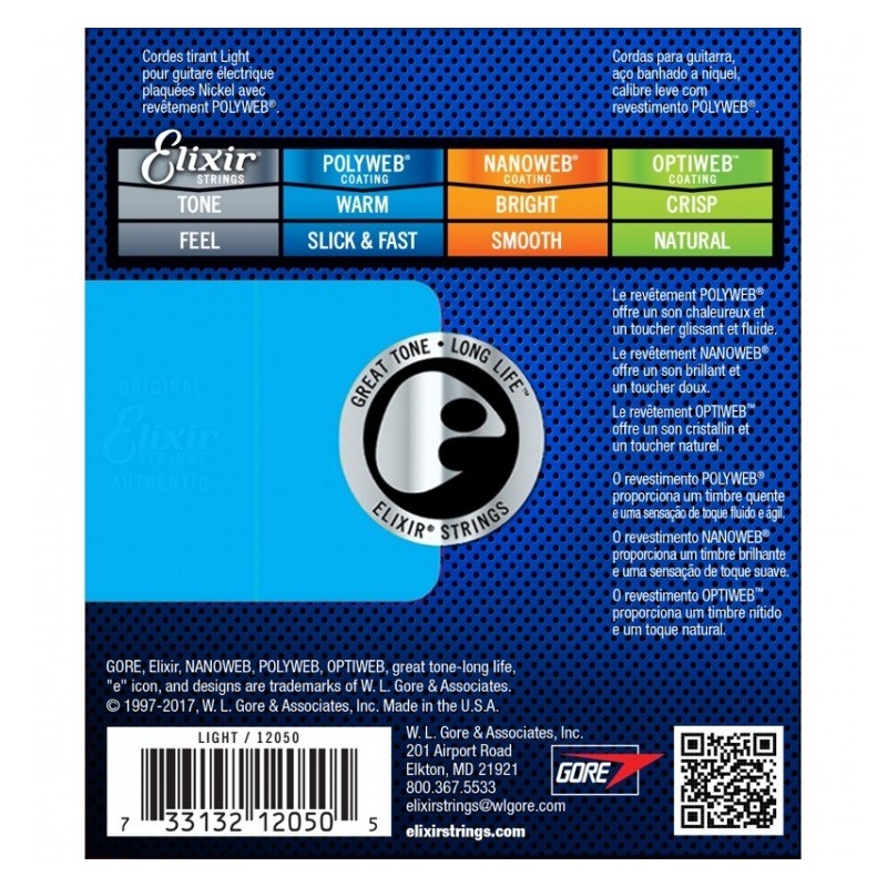 Elixir 12050 PolyWeb 10-46 Custom Light - struny do elektryka