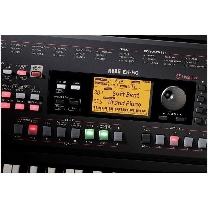 Korg EK-50 L - screen