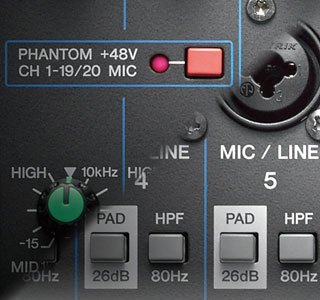 Przełącznik zasilania phantom oraz przełącznik PAD