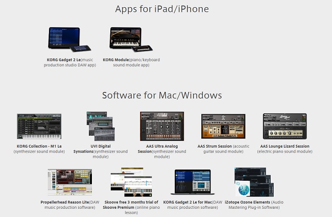 Oprogramowanie dołączone do Korg EK-50L