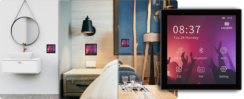 Laudio W20BT - Odtwarzacz ścienny z wyświetlaczem Bluetooth FM USB 2 x 20W