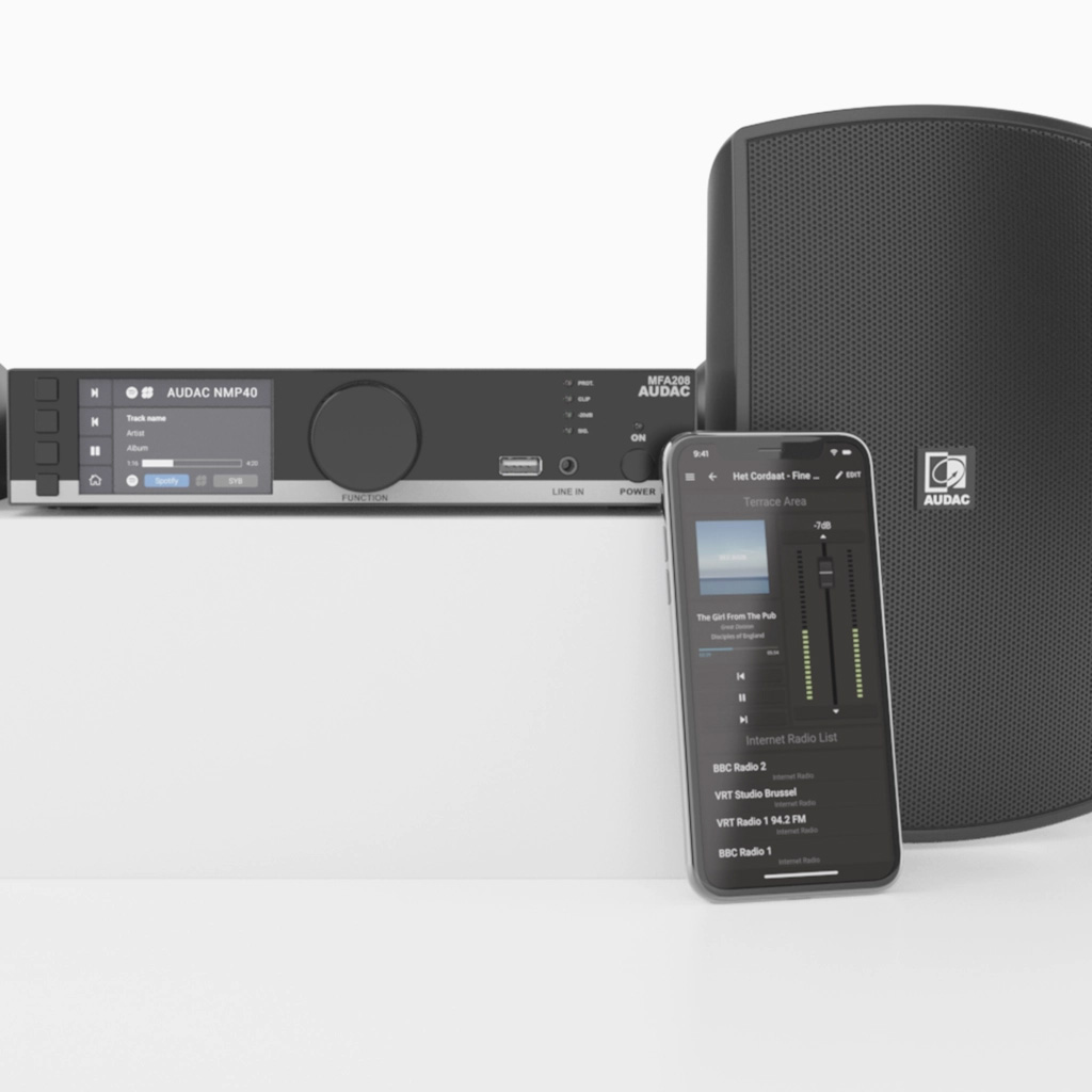 AUDAC MFA216 - rozwiązanie audio all-in-one - 2 x 80W @ 4 Ohm - 160W @ 70/100V