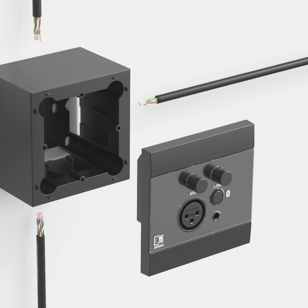 AUDAC WP225/W - Panel ścienny, XLR mic + 3,5 mm jack + BT, biały