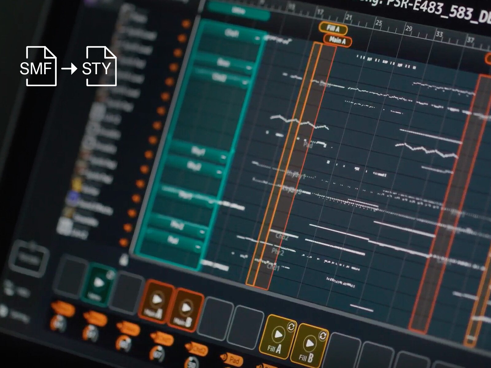 Yamaha PSR-E583 Aplikacja MIDI Song to Styl