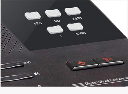 Przyciski do głosowania w mikrofonie Przewodniczącego