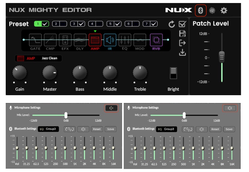 Mighty Editor™ example: Click the Bluetooth icon