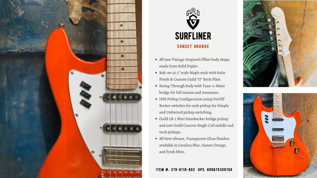 Gitara elektryczna Surfliner Sunset ORANGE Guild