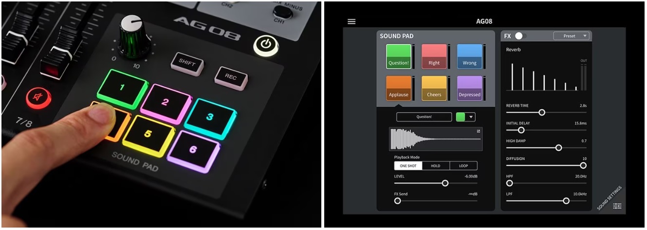 Sześć padów dźwiękowych