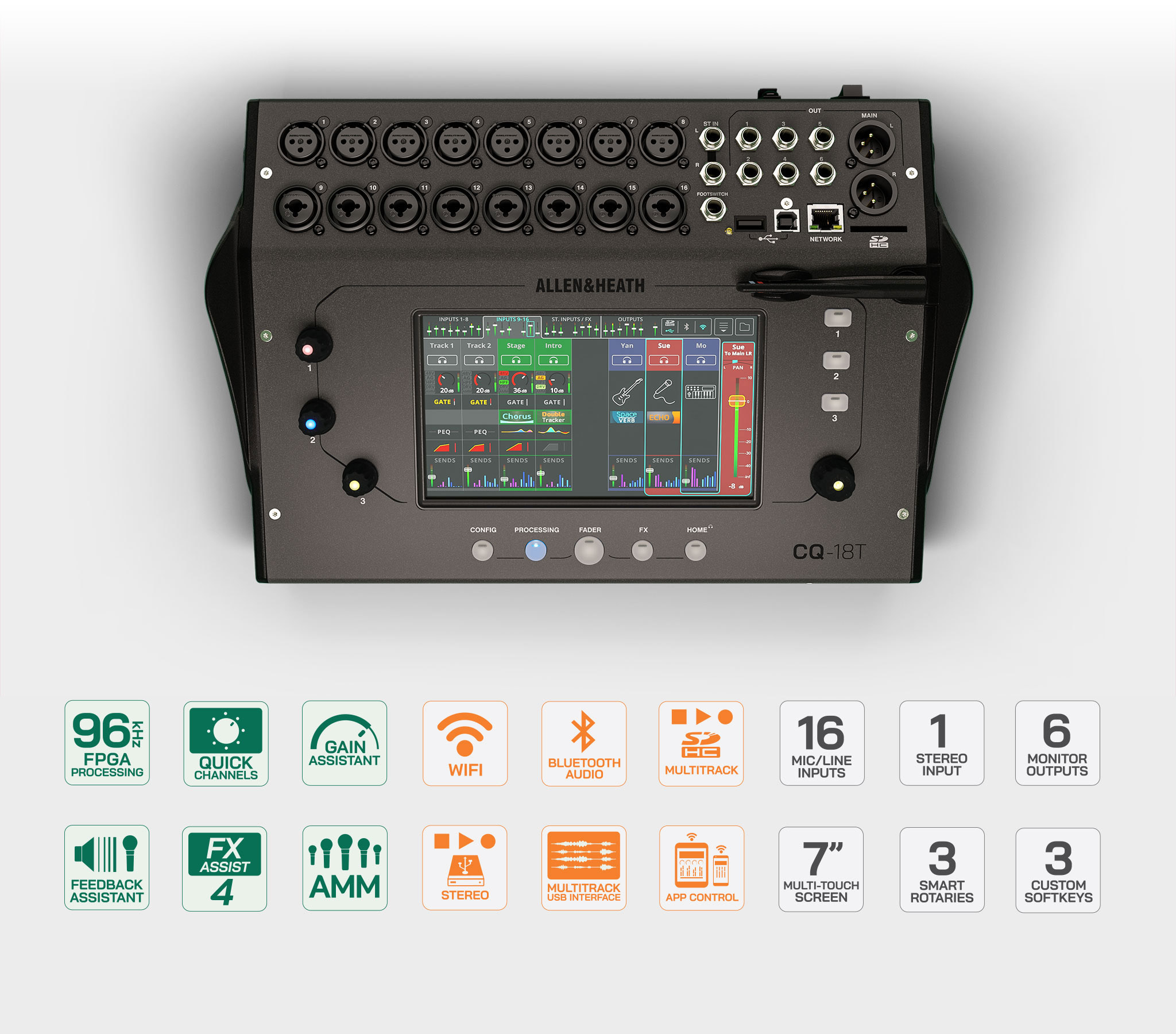 Allen & Heath CQ-18T jest największym mikserem stacjonarnym w ofercie CQ