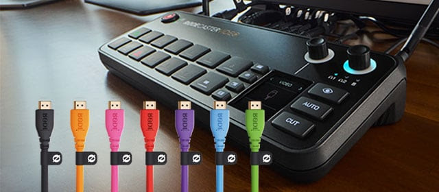 RØDECaster Video + kolorowe kable HDMI w dwóch długościach