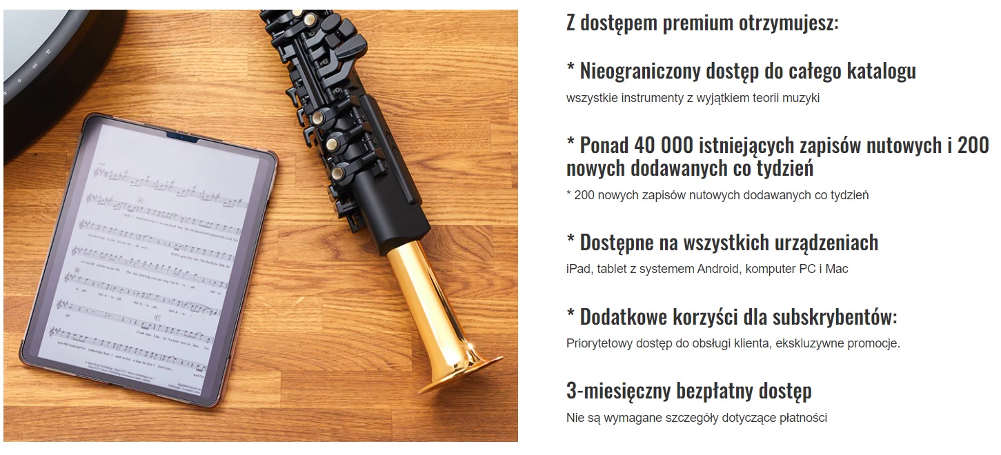 Zarejestruj swój instrument aby otrzymać bezpłatny dostęp do Tomplay Premium
